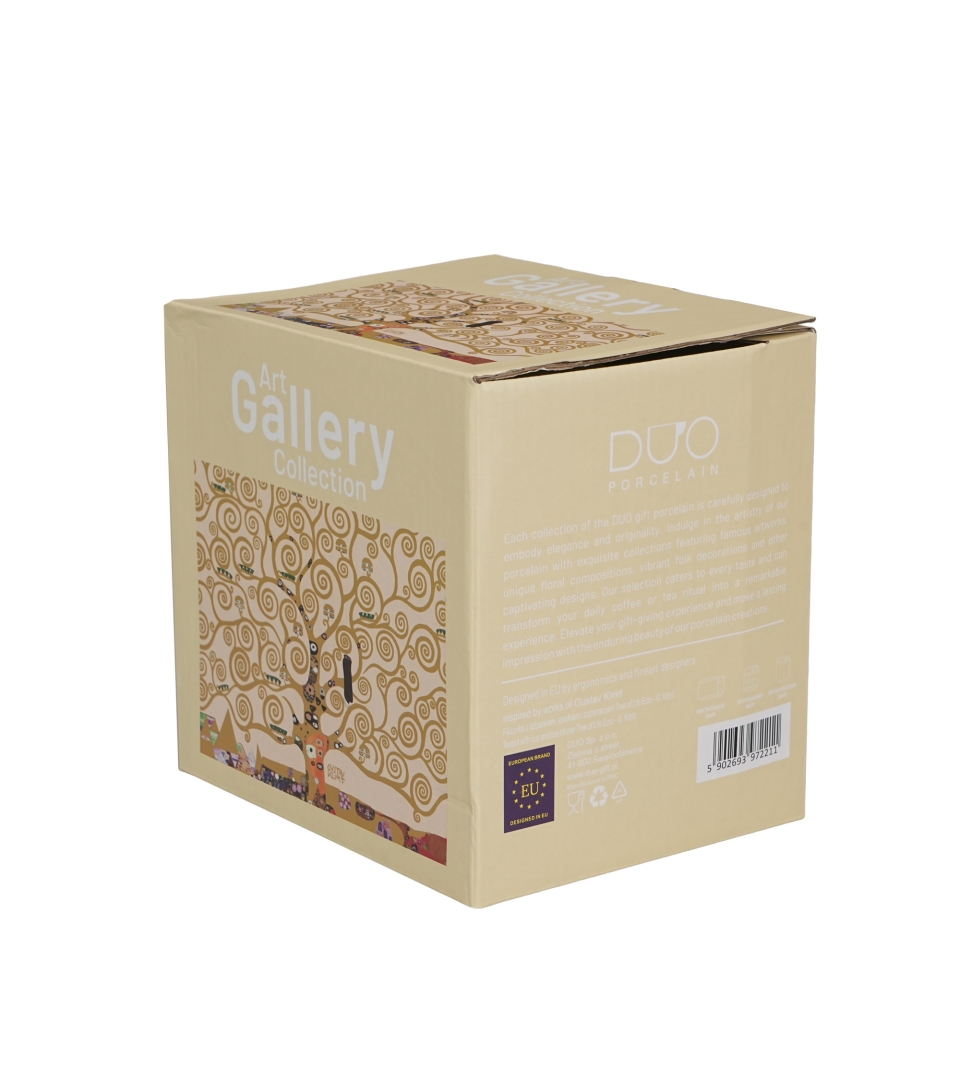 Filiżanka z dzbankiem i zaparzaczem TREE OF LIFE Ecru inspired by Gustav Klimt