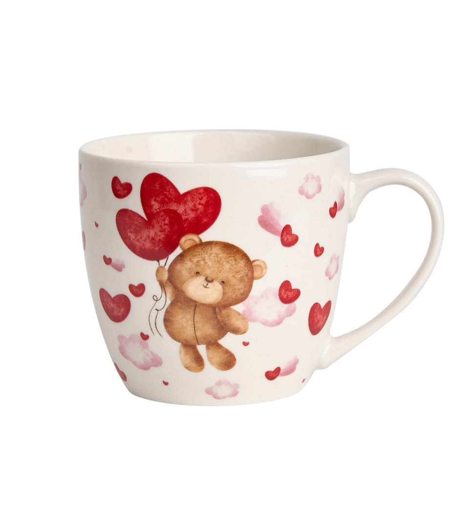 Kubek 460 ml w "koszyczku" MIŚ Z BALONAMI