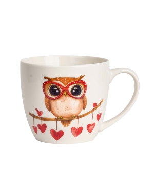 Kubek 460 ml w "koszyczku" SOWA