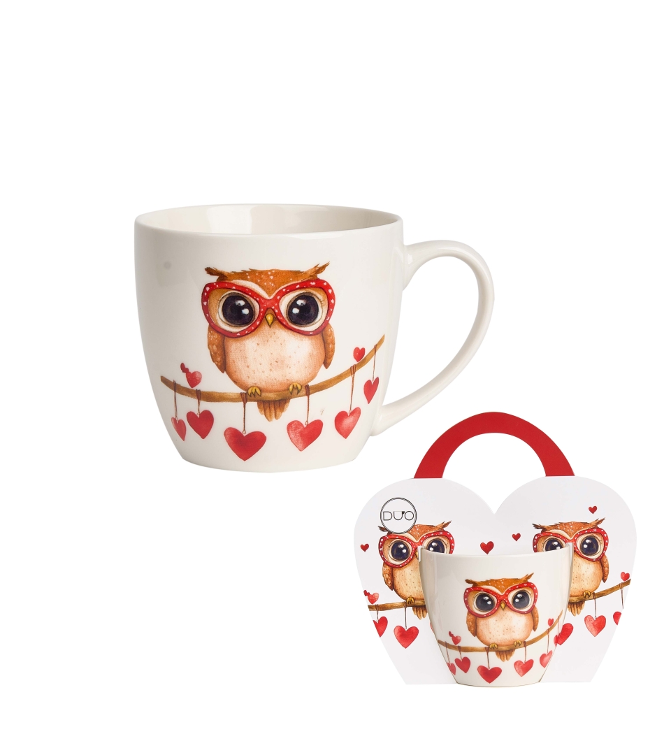 Kubek 460 ml w "koszyczku" SOWA