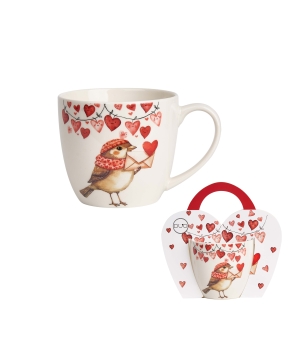 Kubek 460 ml w "koszyczku" WRÓBEL