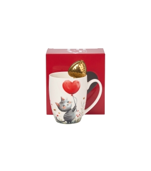 Kubek classic z zaparzaczem "serce" KOT Z BALONEM