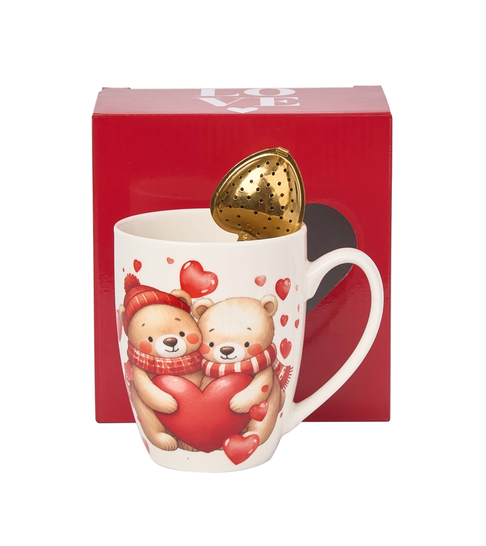 Kubek classic z zaparzaczem "serce" MISIE Z SERCAMI