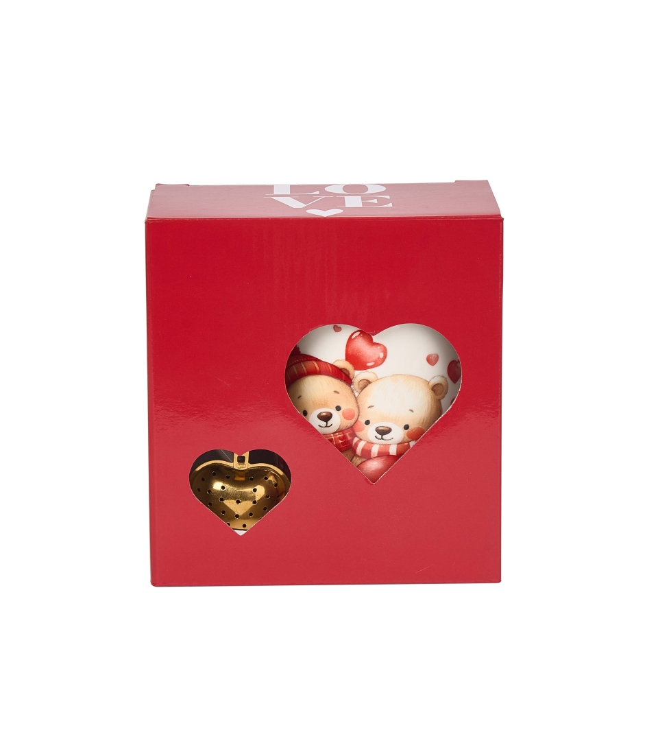 Kubek classic z zaparzaczem "serce" MISIE Z SERCAMI