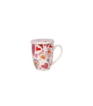Kubek z zaparzaczem RÓŻOWE SERCA