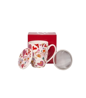 Kubek z zaparzaczem RÓŻOWE SERCA