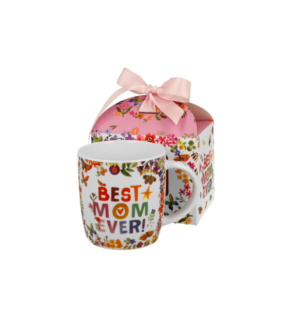 Kubek okazjonalny "BEST MOM" w pudełku z kokardą