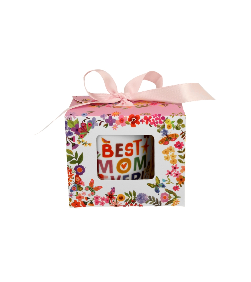 Kubek okazjonalny z zaparzaczem "BEST MOM" w pudełku z kokardą