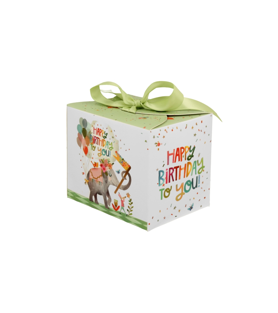 Kubek okazjonalny z zaparzaczem "HAPPY BIRTHDAY" w pudełku z kokardą