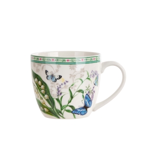 Kubek 460 ml w "koszyczku" FLOWER DREAM (sprzedaż w zestawach po 4 szt.)