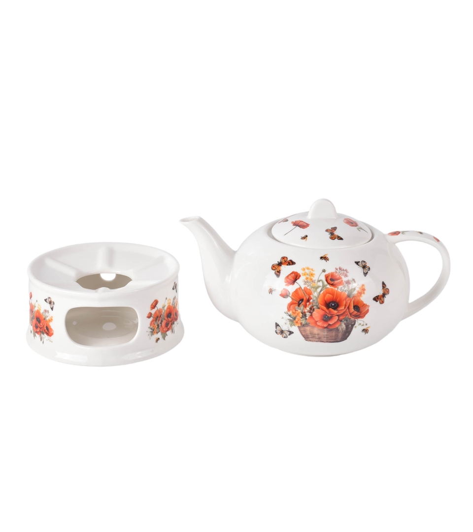 Porcelanowy dzbanek na podgrzewaczu Kosze Kwiatów MAKI