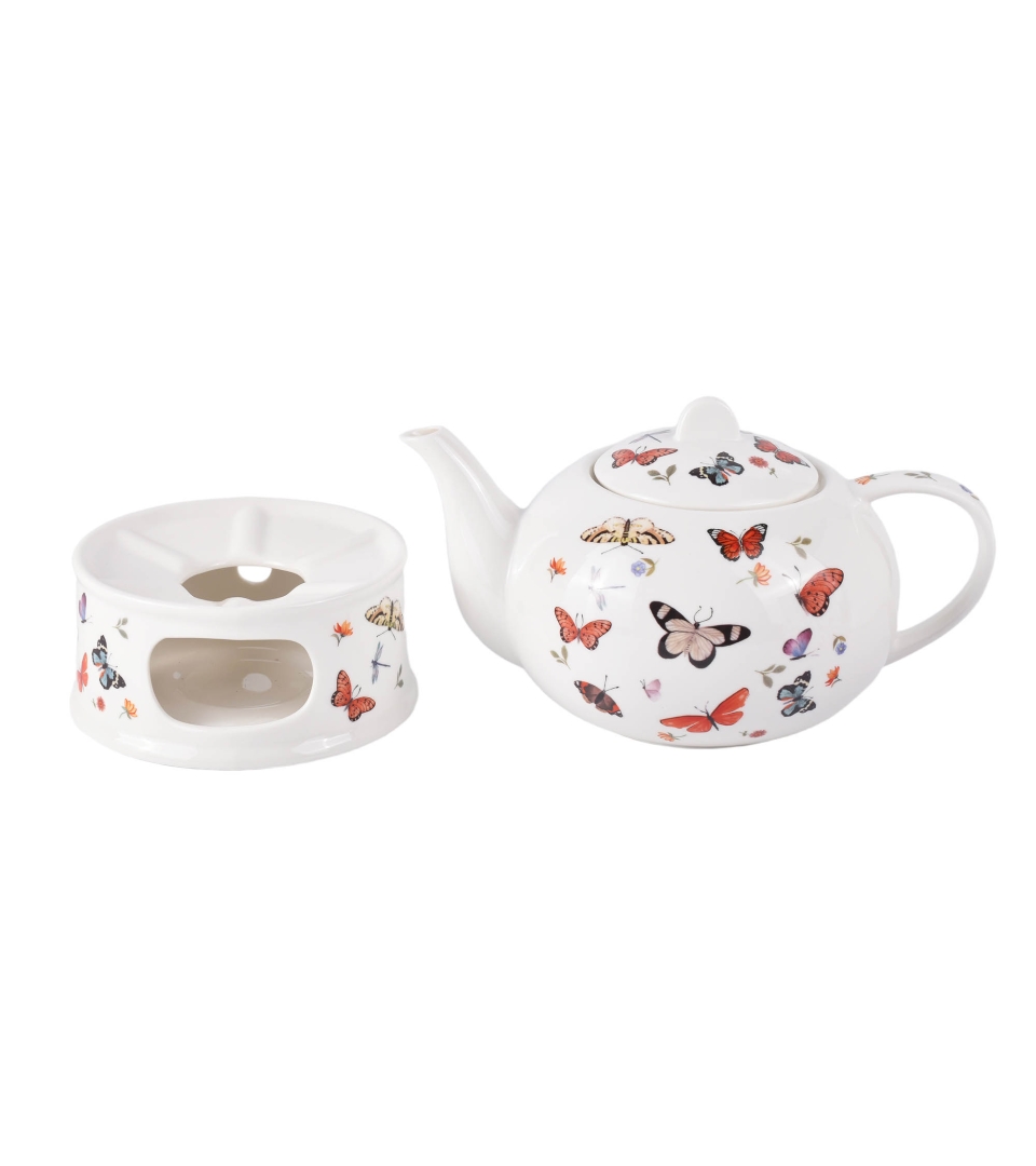Porcelanowy dzbanek na podgrzewaczu BUTTERFLIES