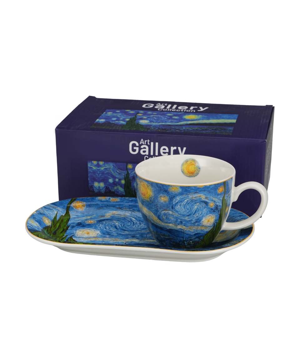 Zestaw śniadaniowy filiżanka jumbo ze spodkiem STARRY NIGHT inspired by Van Gogh