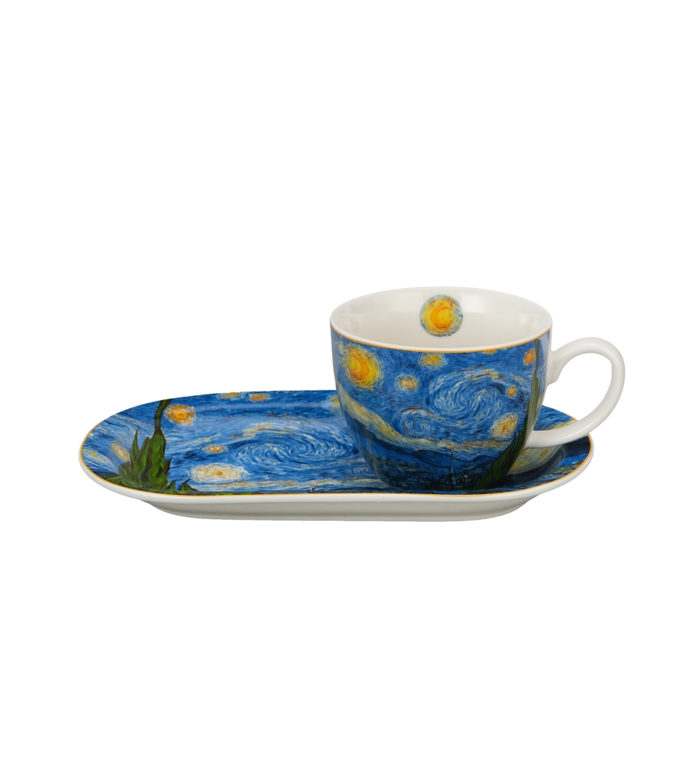 Zestaw śniadaniowy filiżanka jumbo ze spodkiem STARRY NIGHT inspired by Van Gogh