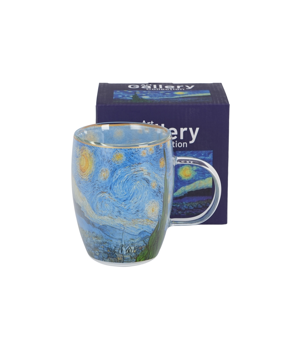Kubek szklany z podwójną ścianką STARRY NIGHT inspired by Van Gogh