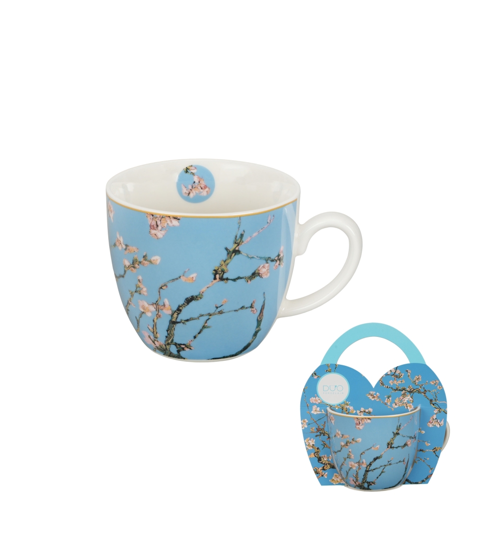 Kubek 460 ml w "koszyczku" ALMOND BLOSSOM inspired by Van Gogh (sprzedaż w zestawach po 4 szt.)