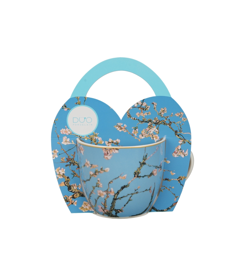 Kubek 460 ml w "koszyczku" ALMOND BLOSSOM inspired by Van Gogh (sprzedaż w zestawach po 4 szt.)