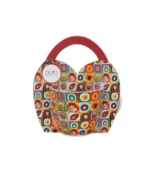 Kubek 460 ml w "koszyczku" SQUARES WITH CIRCLES inspired by Kandinsky (sprzedaż w zestawach po 4 szt.)