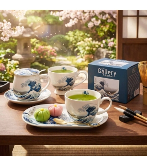 Zestaw śniadaniowy filiżanka jumbo ze spodkiem THE GREAT WAVE inspired by HOKUSAI