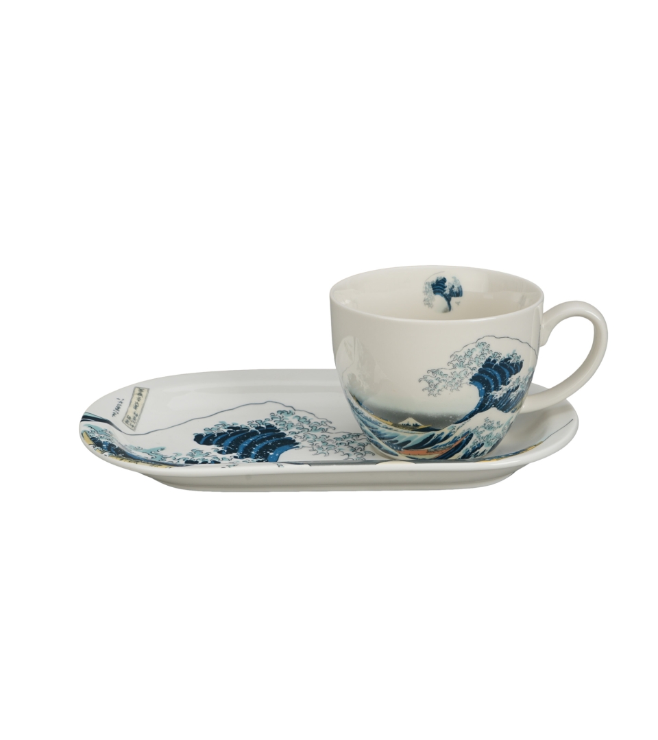 Zestaw śniadaniowy filiżanka jumbo ze spodkiem THE GREAT WAVE inspired by HOKUSAI