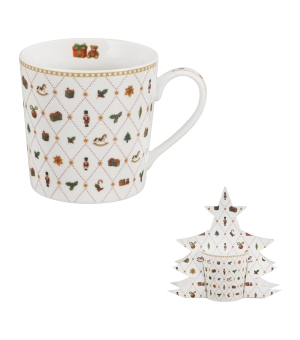 Kubek 360 ml w opakowaniu choinka ORNAMENT JOY
