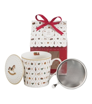 Kubek z zaparzaczem w opakowaniu domek ORNAMENT JOY