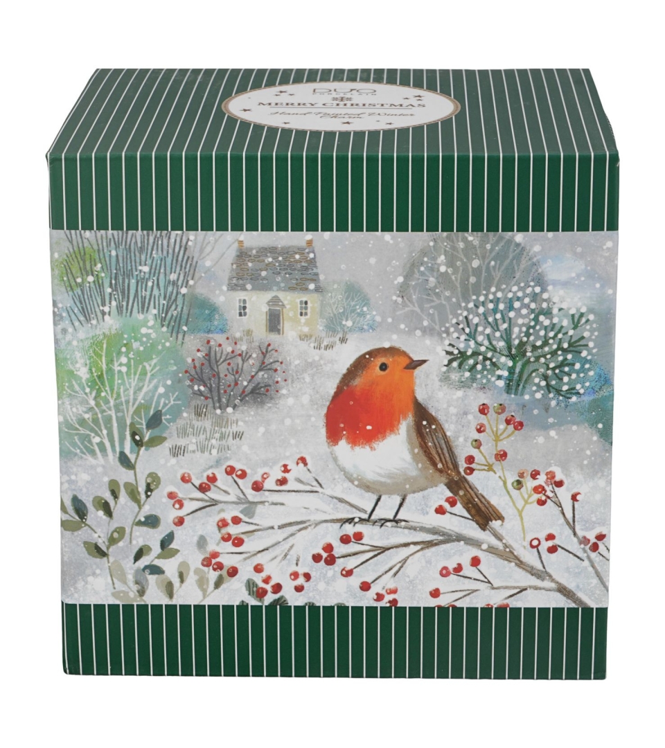 Filiżanka z dzbankiem i spodkiem ROBIN IN SNOW