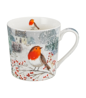 Kubek 360 ml w opakowaniu choinka ROBIN IN SNOW