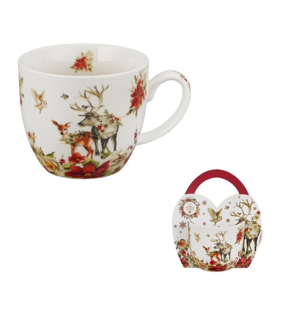 Kubek 460 ml "w koszyczku" WINTER FRIENDS