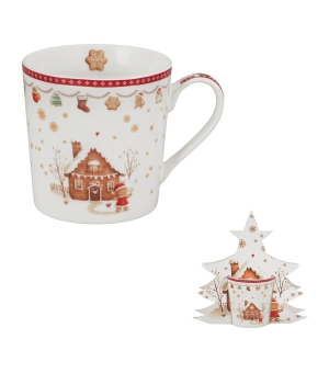 Kubek 360 ml w opakowaniu choinka GINGERBREAD HOUSE