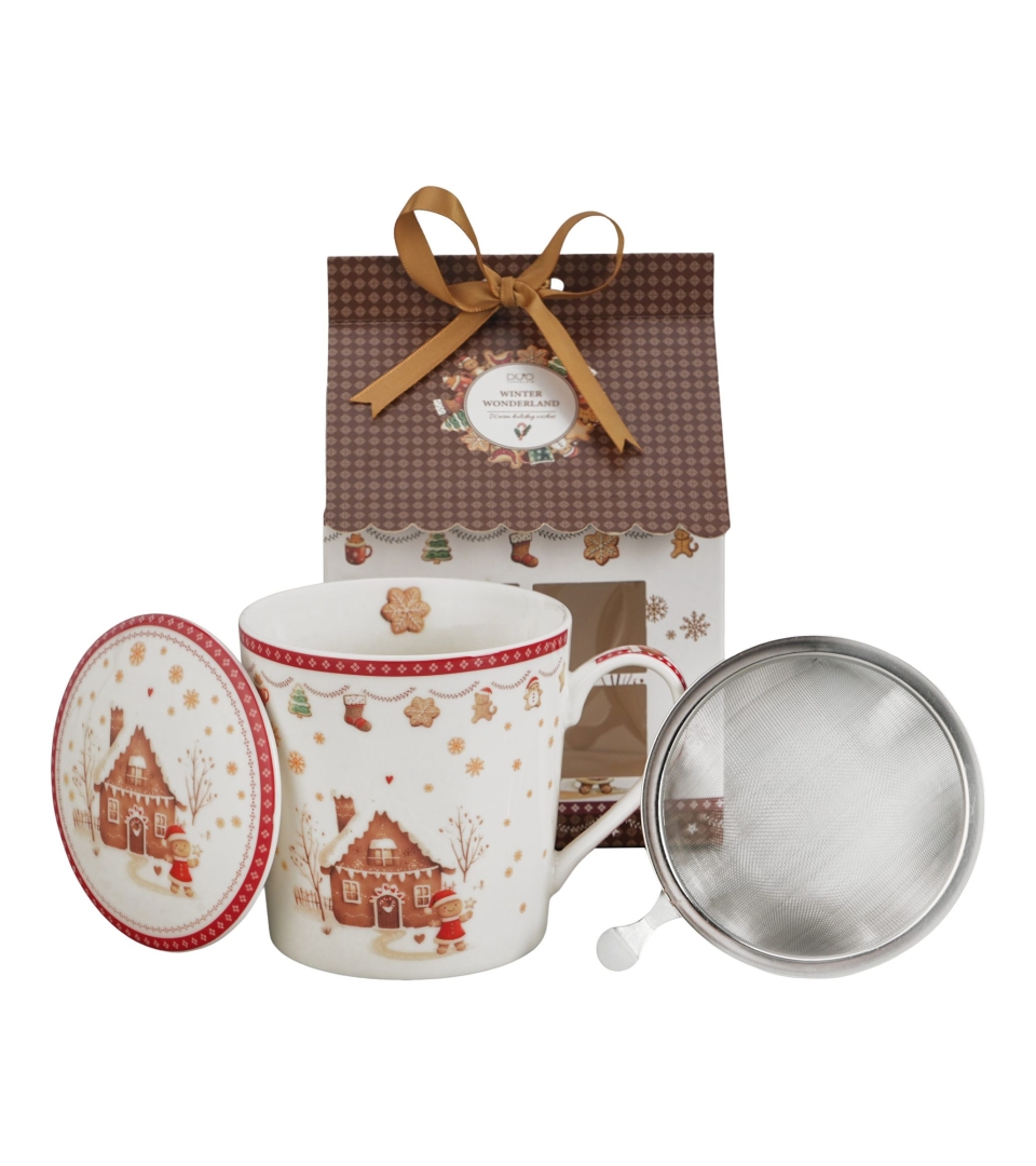 Kubek z zaparzaczem w opakowaniu domek GINGERBREAD HOUSE