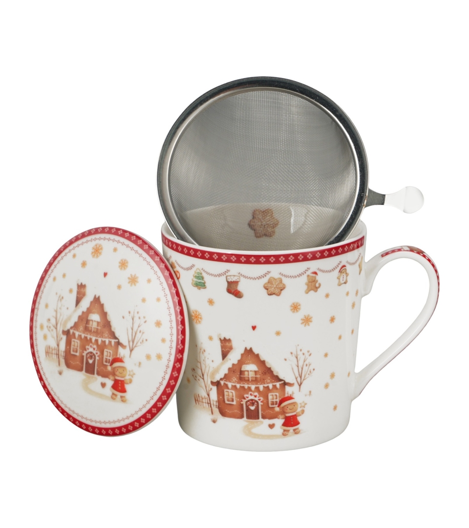 Kubek z zaparzaczem w opakowaniu domek GINGERBREAD HOUSE