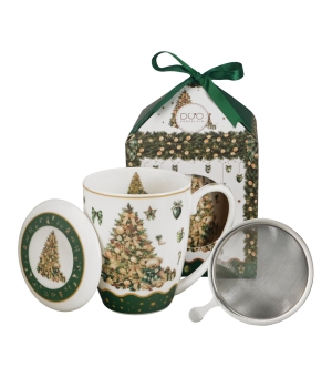 Kubek baryłka w pudełku z kokardą TREE SPARKLE