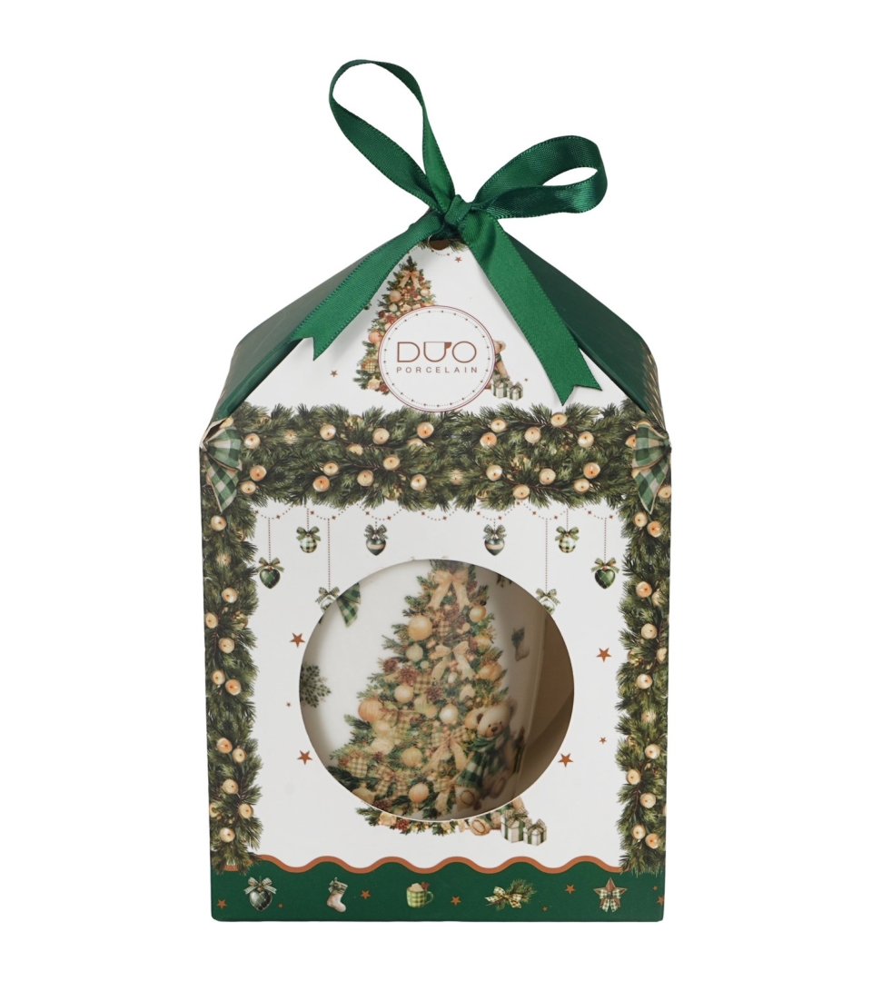 Kubek baryłka w pudełku z kokardą TREE SPARKLE