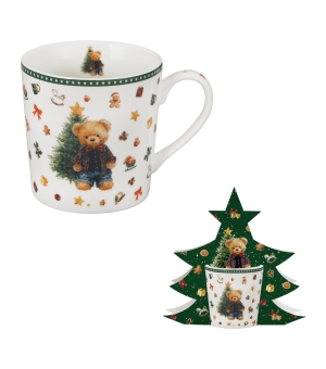 Kubek 400 ml w opakowaniu choinka TEDDY NOEL